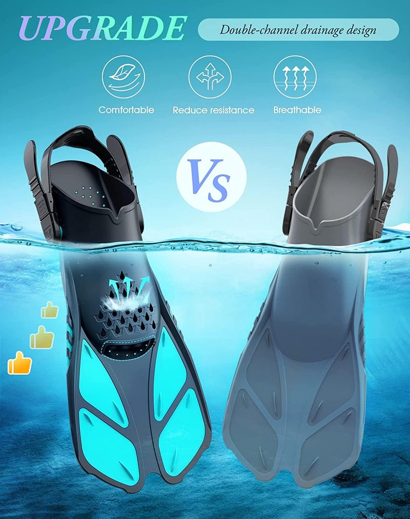 Greatever Snorkel Fins Adjustable Buckles Open Heel Swim Flippers Travel Size Short Swim Fins for Snorkeling Diving Swimming Adult Men Womens - Image 4